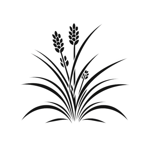 Foto zwart silhouet van gras op witte achtergrond vectorillustratie
