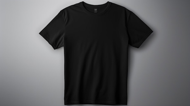 zwart T-shirt met nul halsband op witte achtergrond
