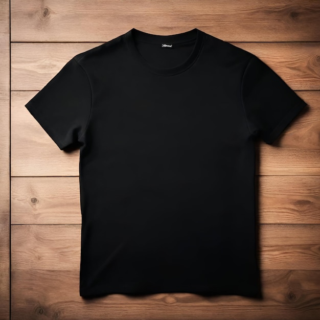 Foto zwart t-shirt op houten achtergrond