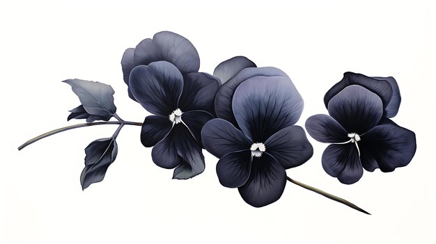 Zwart viooltje geïsoleerd op witte achtergrond Zwarte kleur viooltje bloem