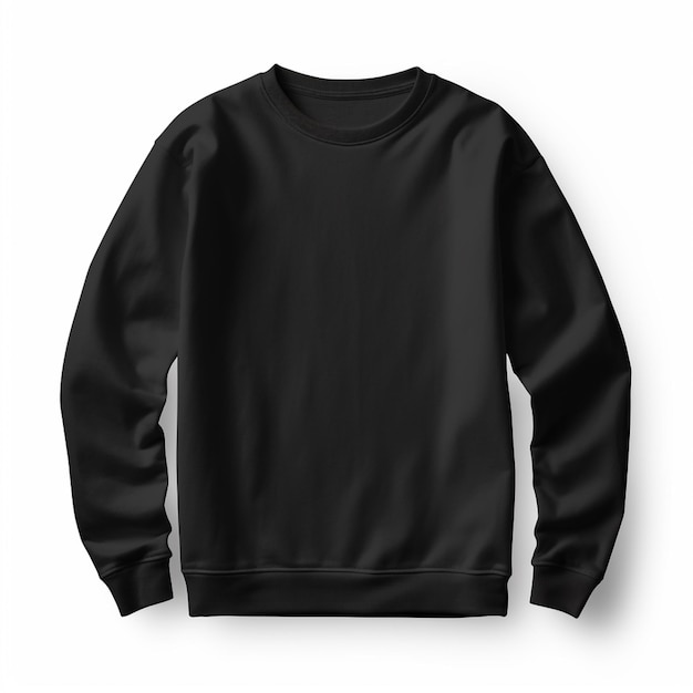 zwart vooraanzicht tee sweatshirt trui met lange mouwen op witte achtergrond