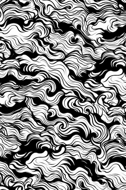 Zwart-wit abstracte achtergrond met een patroon van golven.