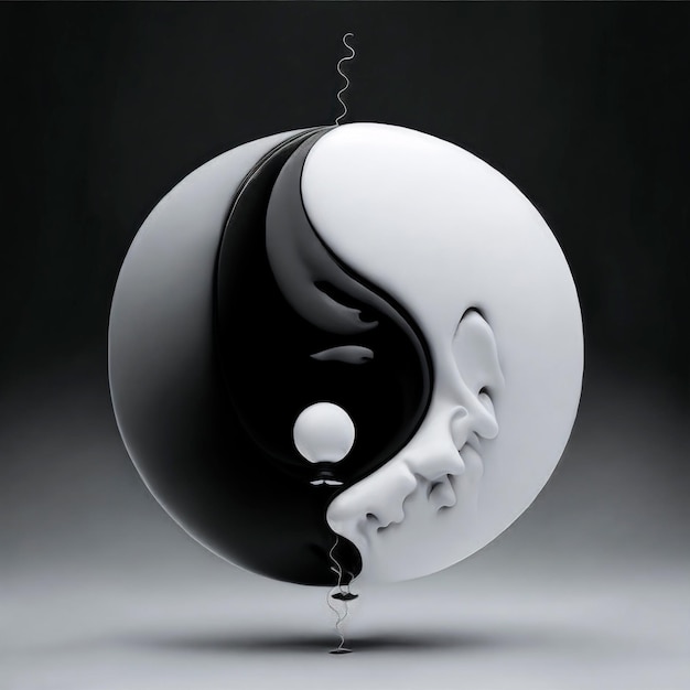 Zwart-wit abstracte yin yang-stijl