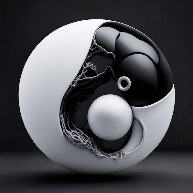 Zwart-wit abstracte yin yang-stijl