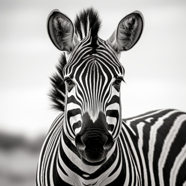 Zwart-wit Afbeelding Van Een Zebra Van De Vlakte