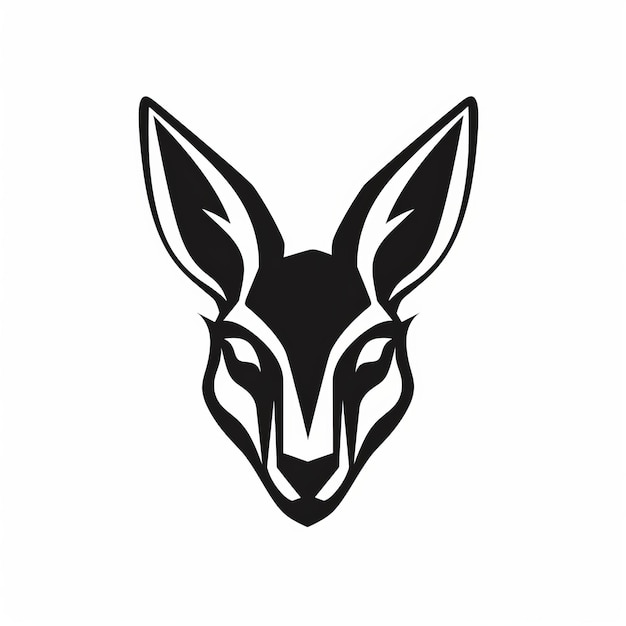 Zwart-wit Antelope Head-logo met ondeugend katachtig motief