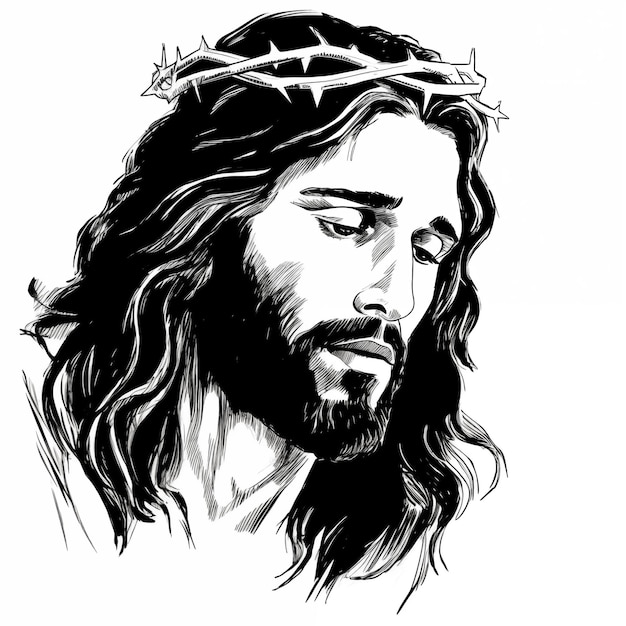 Zwart-wit beeld van Jezus Christus
