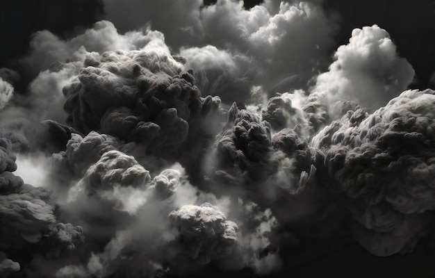 Zwart-wit foto van veel grote wolken