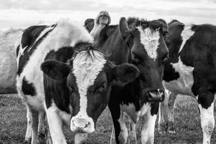 Foto zwart-wit fotografie van koeien
