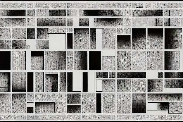 Zwart-wit geometrische achtergrond met rechthoeken met een korrelige textuur