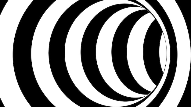 Zwart-wit gestreepte tunnel psychedelische abstractie 3D-rendering computer generatie backgorund