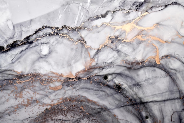 Zwart wit goud inkt luxe abstracte achtergrond marmer textuur vloeistof kunst patroon verf onderwater
