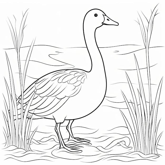 Zwart-wit kleur schilderij van een coot