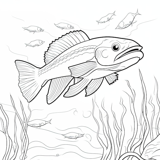 Zwart-wit kleur schilderij van een trompetvis