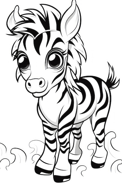 zwart-wit kleurboek voor kinderen schattige babyzebra