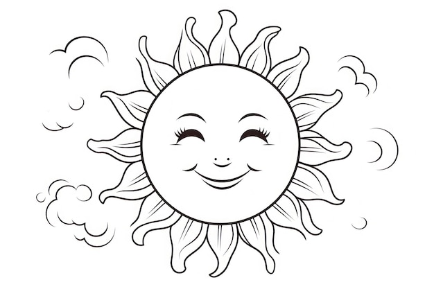 zwart-wit kleurboek voor kinderen schattige zon