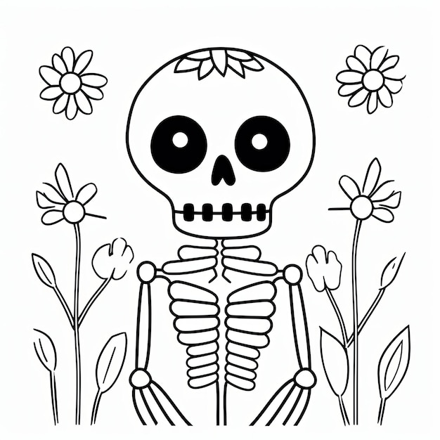 Foto zwart-wit kleurfoto van een skelet
