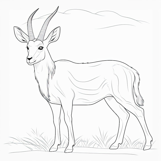 Zwart-wit kleurplaat van een antilope