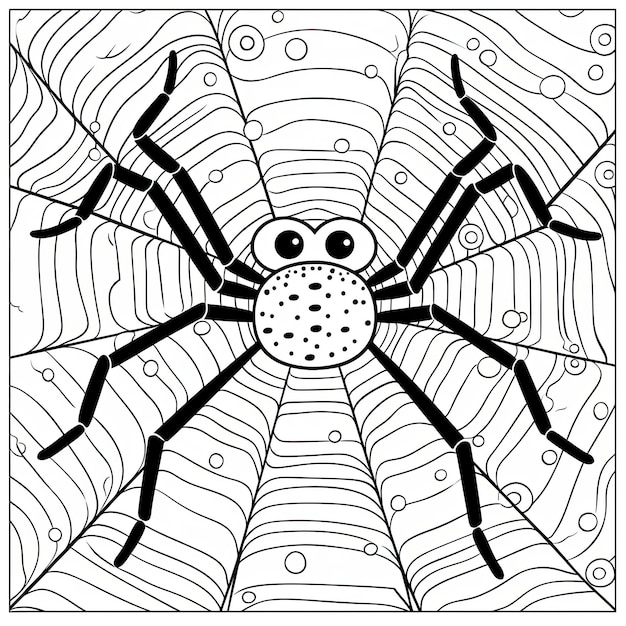 Zwart-wit kleurplaat van een spin