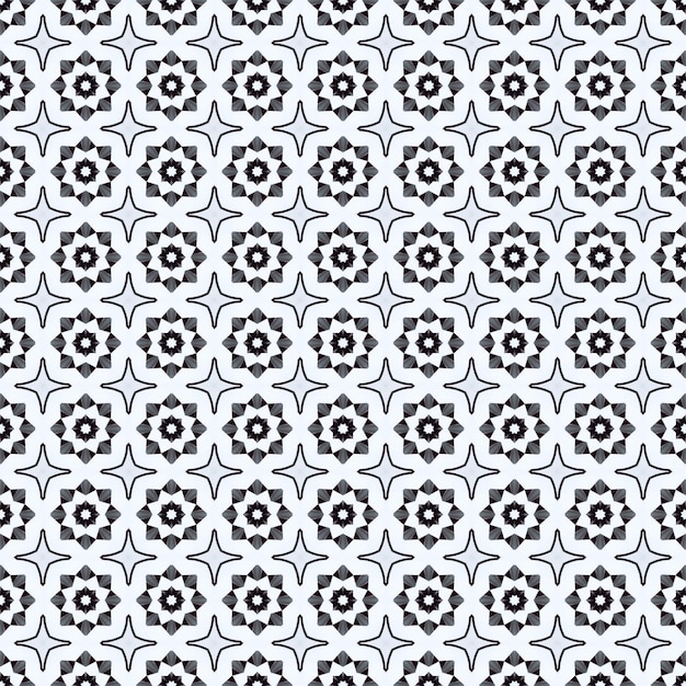 Zwart-wit patroon met een bloemmotief.