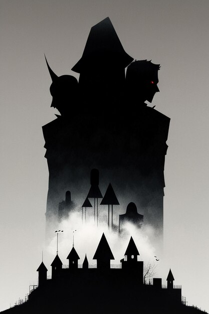 Foto zwart-wit silhouet stijl contrast abstracte mensen scène wallpaper achtergrond illustratie