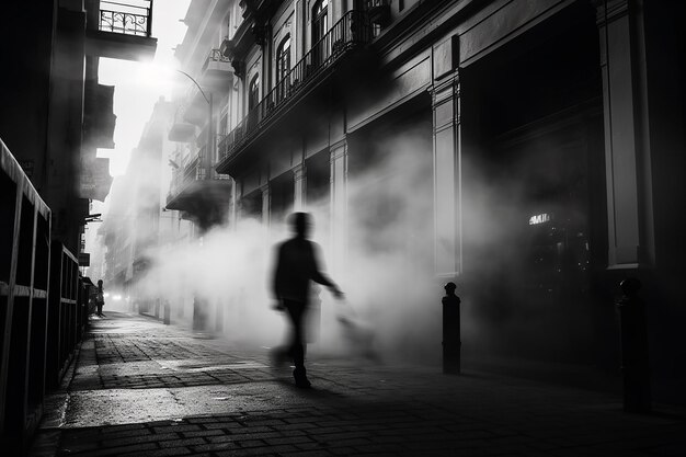 Zwart-wit straatfotografie van bogota colombi ai gegenereerd 1