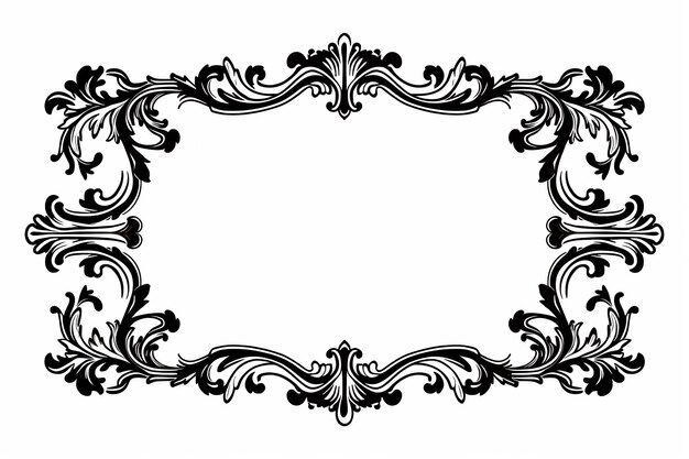 zwart-wit versierd vintage frame ornament