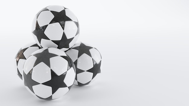 Zwart-wit voetbal voetbal op witte achtergrond 3D render