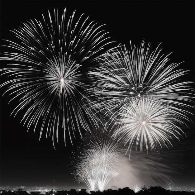 Zwart-wit vuurwerk Nieuwjaar achtergrond