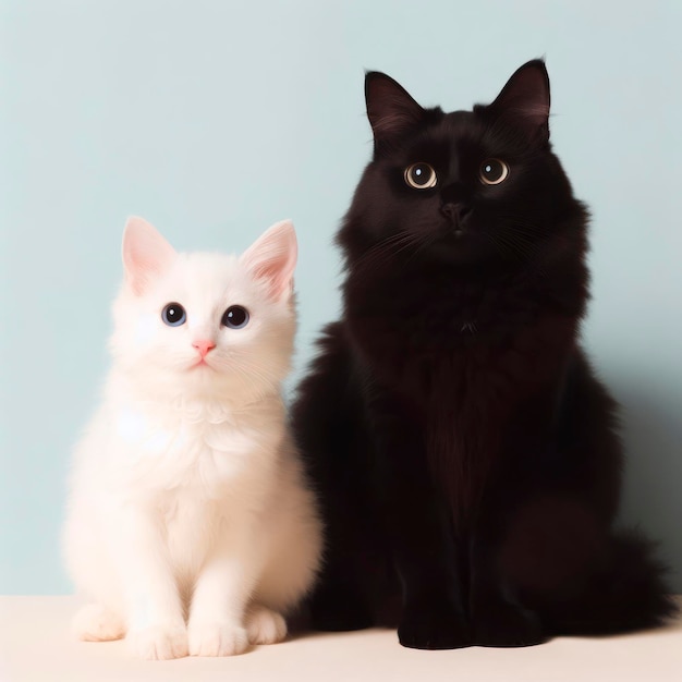 zwart-witte kat kijkend naar de camera ai generatief