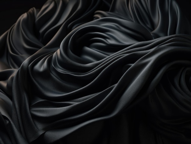 Zwarte abstracte achtergrond luxe doek elegante stof voor achtergrond gemaakt met Generative AI-technologie