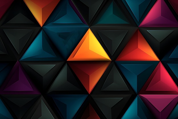 Zwarte achtergrond geometrische driehoek abstract ontwerp