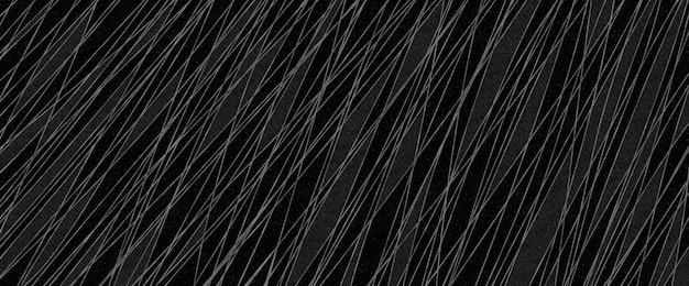 Zwarte achtergrond met witte spetters chaotische grijze horizontale lijnen onder een hoek tussen raster spinnenweb