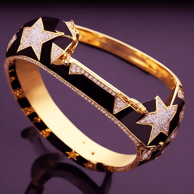 Zwarte Armband Met Gouden Ster Prachtige Armband Generative Ai