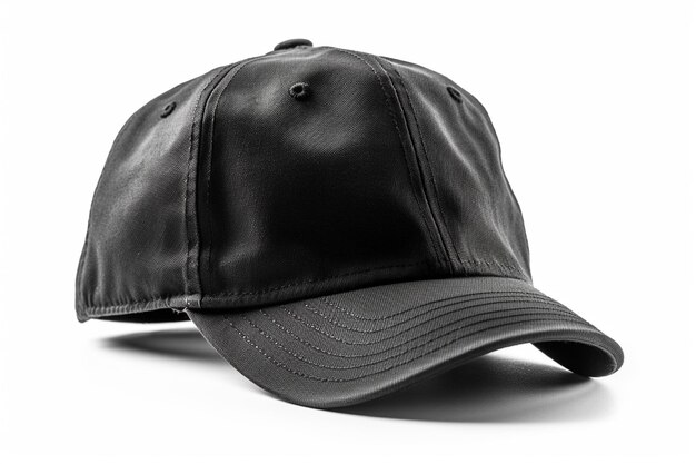 Zwarte baseball cap mockup geïsoleerd op witte achtergrond Zijaanzicht Close-up