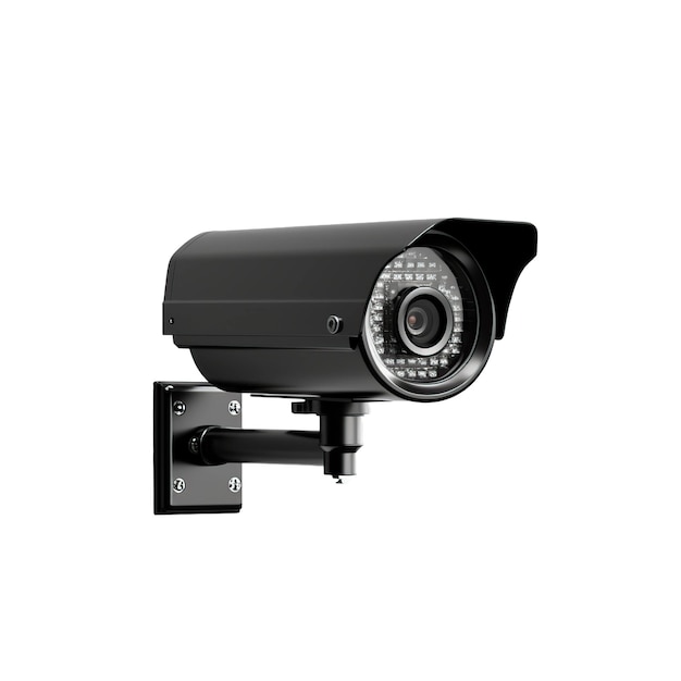 Foto zwarte beveiligingscamera geïsoleerd op witte of doorzichtige achtergrond