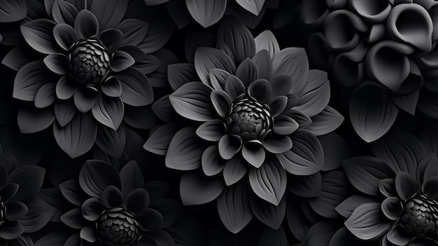 Zwarte bloemen achtergrond Donker grafiet bloemmotief Boeiende schoonheid Raadselachtige zwarte bloemen