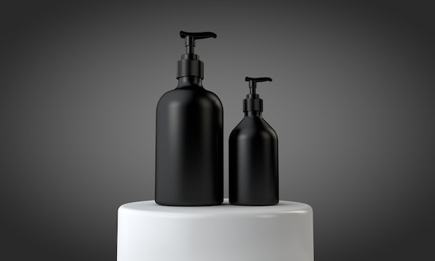 Zwarte cosmetische huidverzorging make-up containers d rendering