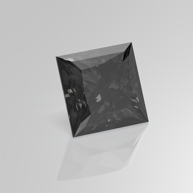 Zwarte diamant edelsteen prinses 3D render