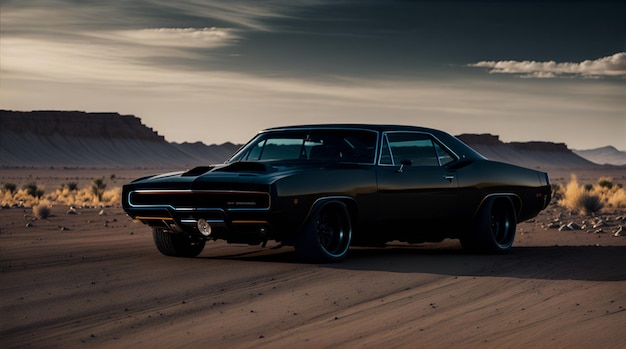 Foto zwarte dodge charger 1970