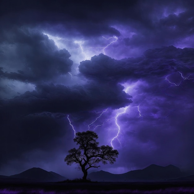 Zwarte donkere paarse blauwe dramatische nachtelijke hemel sombere onheilspellende storm regen wolken achtergrond bewolkte donder