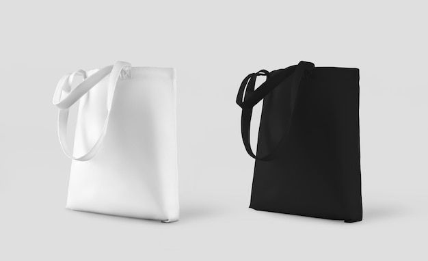 Foto zwarte draagtas voor de detailhandel voor ontwerpprintpatroon sjabloon van herbruikbare katoenen ecobag isolat