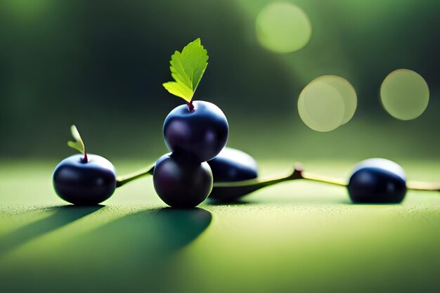 Zwarte druiven op een groene achtergrond