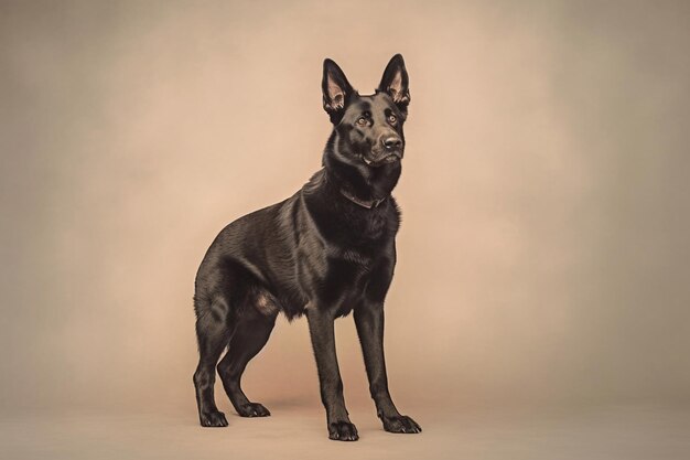 Zwarte Duitse herder in volledige lengte fotografie studio foto AI gegenereerd