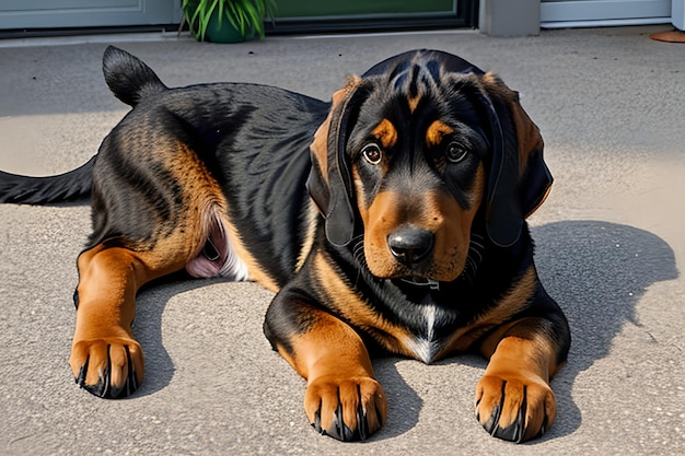 Zwarte en bruine bloedhond