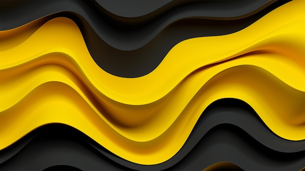 zwarte en gele achtergrond met een golvend patroon generatieve ai