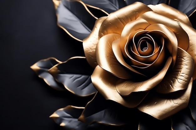 Zwarte en gouden roos bloemen achtergrond