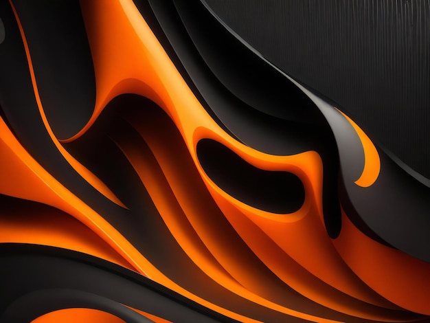 Zwarte en oranje achtergrond met een gegenereerd golvend patroon ai