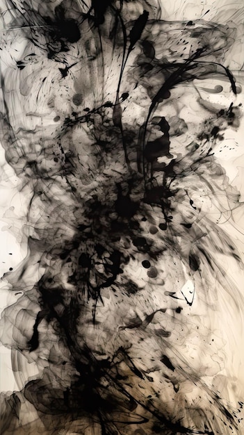 Foto zwarte en witte inkt splash textuur tekening abstracte achtergrond effect