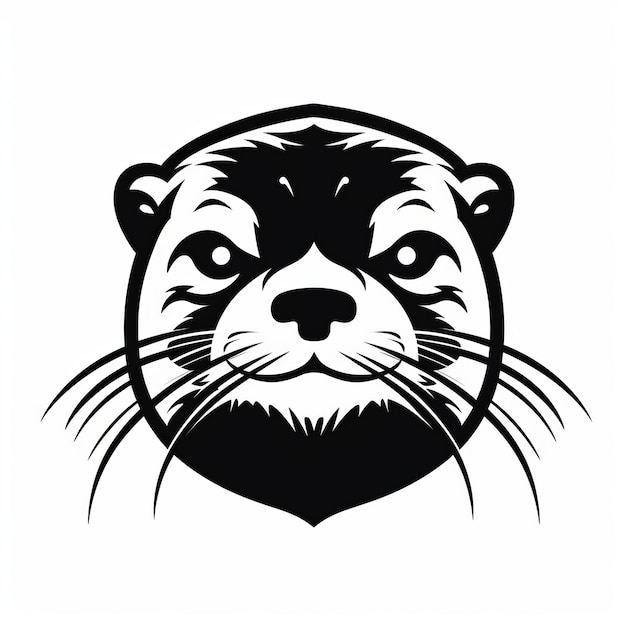 Zwarte en witte otter hoofd icoon vector grafische illustratie